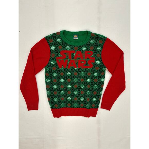 Ugly Christmas Sweater Star Wars Red Green Crew Neck Pullover Size Medium - Picture 1 of 7